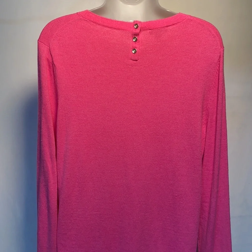Talbots Lambswool Blend Flutter Cuff Pink Sweater